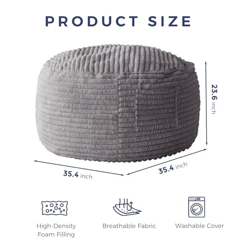 Bean Bag Chair for Adults, Large 3 ft with Foam Filling and Washable Cover