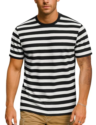 Zengjo Mens Striped Shirt Short Sleeve T-Shirts2