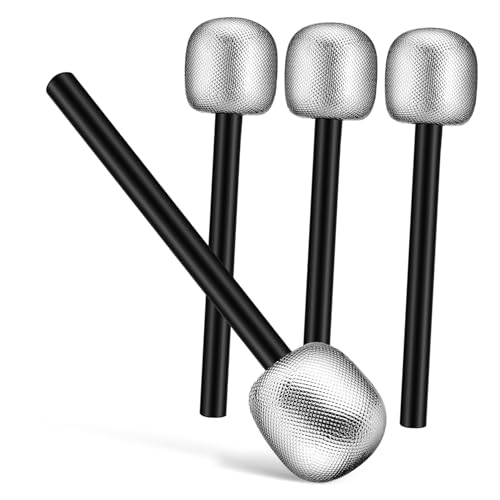 ERINGOGO 4 Pièces Microphone Simulation Argenté Accessoires Scène et Confortable pour Jeux Imitation Fêtes et Performances