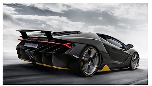 Image of 1:32 Scale Lamborghini Black Metal Pullback Diecast Car for Kids with Openable Doors, Sound, Light Effects