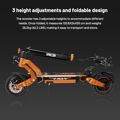 RCB D7 Electric Scooter, Max.Range 80-90KM, 20.8AH Battery, MAX. 25 km/h, 500W Motor, 10" Vacuum Tires, APP Control, Max Load 150 kg, 3 Speed Settings, Foldable, Double Brake, Double Shock Absorbers - Image 12