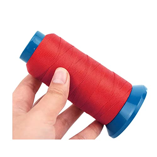 YANTAISIYU Red Polyester Weaving Thread, 1500 Yards, 210D Strength, Sewing Thread for Making Wigs, Hair Extension Kit with C Type Needles