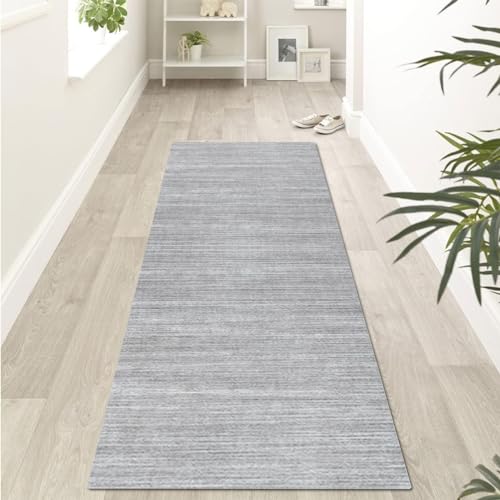OKATOR Läufer-Teppich, grau, Flurteppich, Läufer, waschbar, Flur, Flur, Teppich und Küche, rutschfeste Fußmatten, langlebige Innenteppiche für Wohnzimmer, Schlafzimmer, Waschküche (Size : 100×400cm)