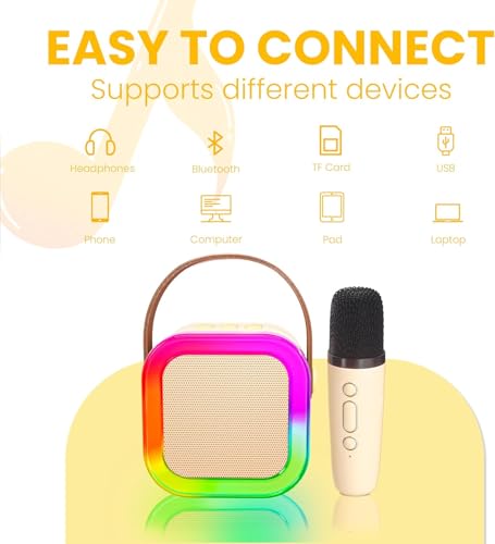 Image of TOYTONIC Wireless Karaoke Speaker with Microphone, Portable Bluetooth Speaker with LED Light Effects, and Carry Handle for Kids and Adults