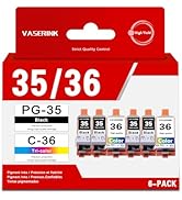 PGI-35/CLI-36 Value Pack Ink Cartridge 6-Pack Compatible Replacement for Canon 35 36 Ink to Work ...