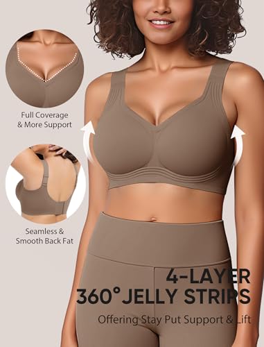 Image of Jelly Bras for Women Plus Size Minimizer No Underwire Supportive Full Coverage Wider Straps Seamless Tshirt Bra