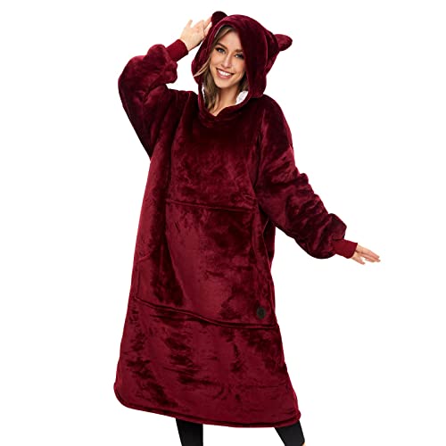 Three Poodle Sherpa Wearable Blanket Hoodie – Oversized Adult