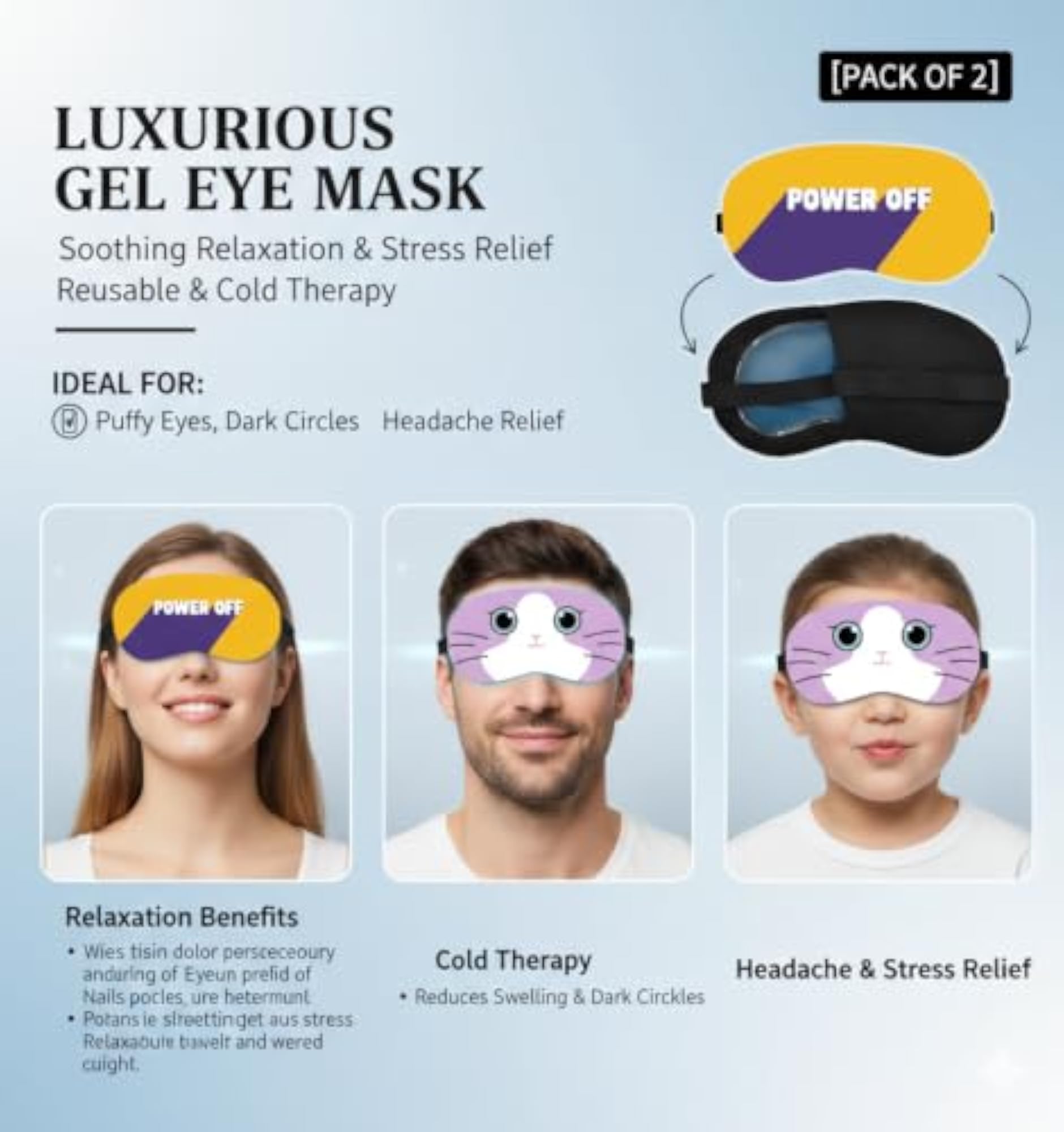 Power Off Cartoon Sleep Mask for Sleeping