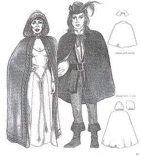 Easy Renaissance Cape with Collar or Hood Pattern