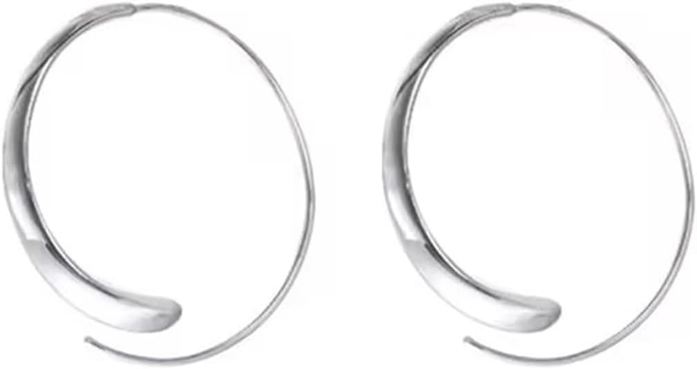 ONLYJUMP Gold Hoop Earrings 14k Gold Plated Hoop Earrings for Women Large round Pull Through Hoop Earrings High Polished Statement Jewelry Gift