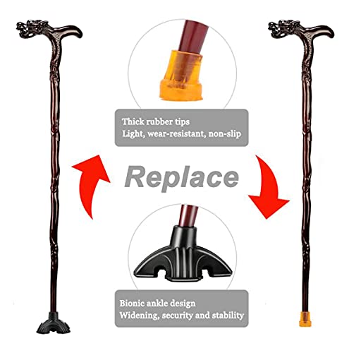 Wood Walking Cane, Canes For Men & Women, Stylish Wooden Cane, Handmade Fashionable Walking Stick, Wood Carved Crutch, Retro Cane, Exquisite Carving Walking Canes As Gift (Brown1) #TOP5