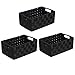 WM Homebase 3er Set Aufbewahrungskörbe geflochten Aufbewahrungskorb mit Griffen Polypropylen Regalkorb Badkorb in Schwarz 28x18x12 cm