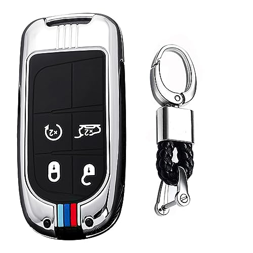 Coque de clé pour Jeep Grand Cherokee et Renegade en argenté à 4 boutons