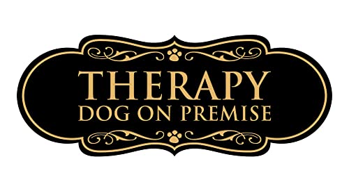Motto Lita Paws Therapy Dog Sign (Black Gold) Large