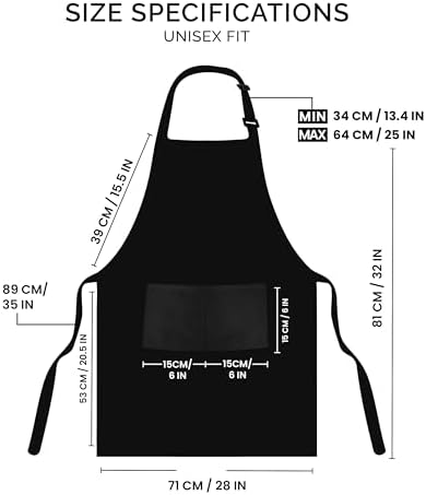 2 Pack Adjustable Bib Apron with 3 Pockets - Commercial Restaurant and Home Kitchen Apron - Adjustable Neck Strap - Extra Long Ties - Strong Black - by Utopia Kitchen
