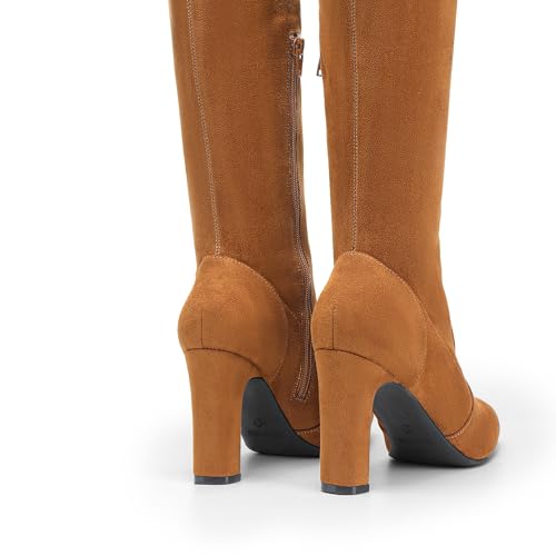 DREAM PAIRS DREAM PAIRS Over The Knee Boots for Women Knee High Boots Thigh High Boots for Women,Size 7.5,Tan-Suede,SDOB2403W