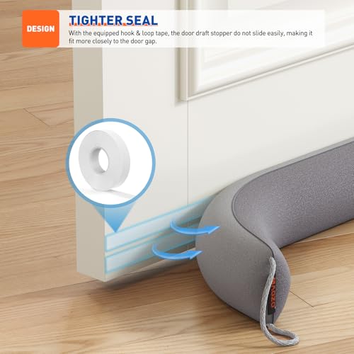 Image of MAGZO Door Draft Stopper, 32 Inch Under Door Draft Blocker Noise Stopper, Weighted Wind Blocker Draft Guard for Bottom of Door, Gray
