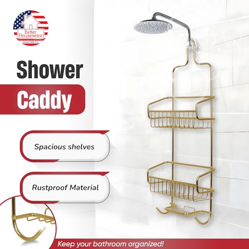 Better Houseware Shower Caddy - Shower Organizer Shelves with Hooks, Rustproo...