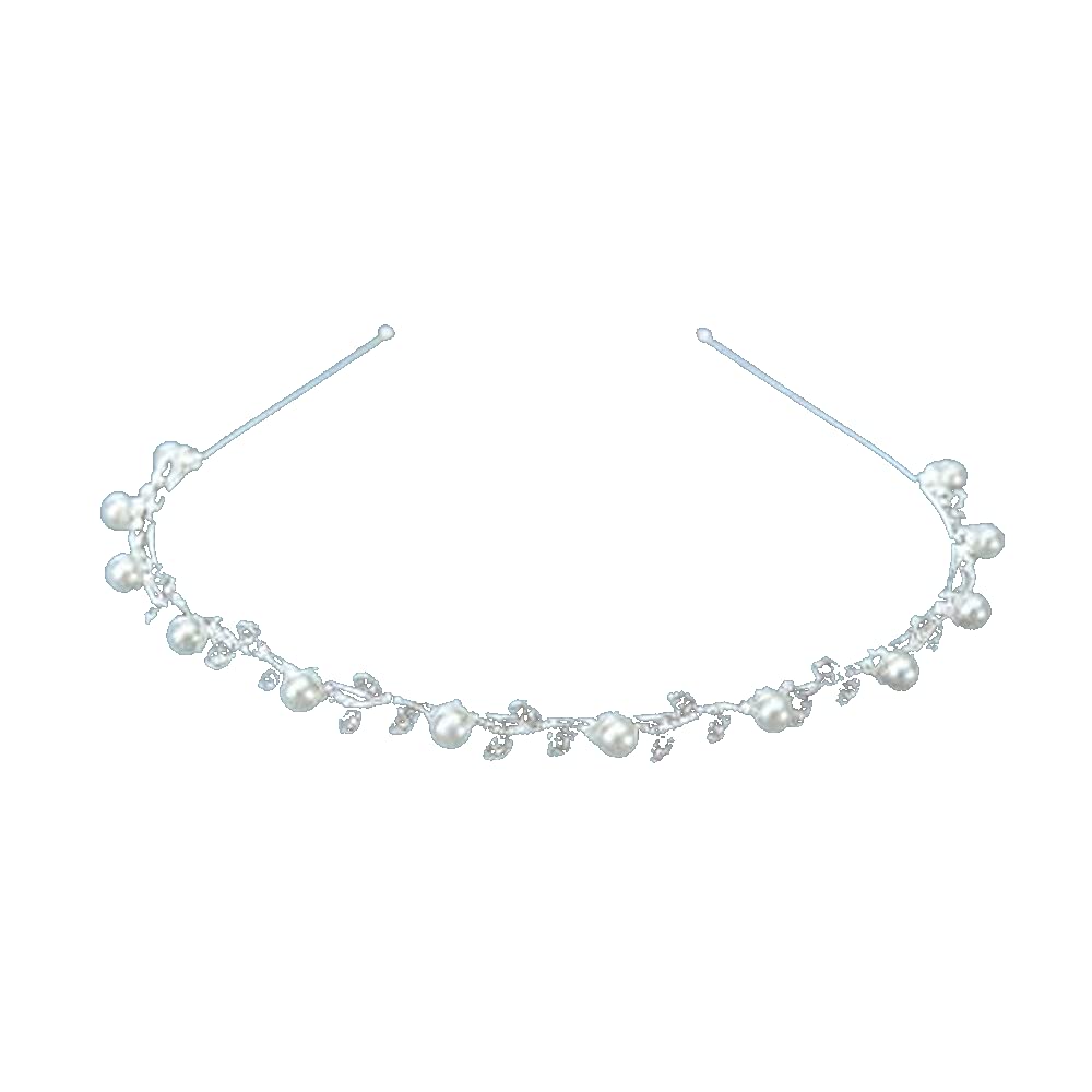 Sophia Rabia Couture Ellie Crystal and Pearl Leaf Bridal Tiara Headband Hair Accessories For Wedding Birthday Prom Pageant Bridal Party