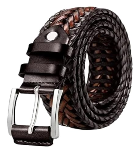 Cinturón tejido hueco para hombre con hebilla metálica robusta y acabado artesanal