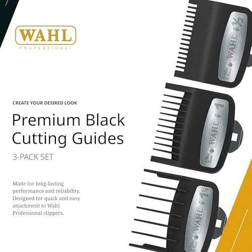 Wahl Professional 3 Pack Premium Attachments, Secure-Fit Clipper Comb Set, Durable, Includes 1/2", 1", and 1 1/2" Sizes