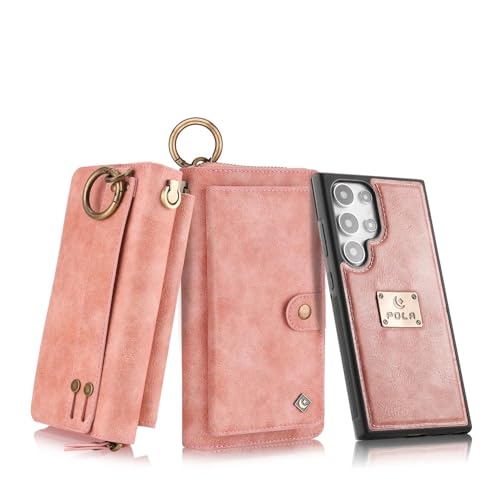 Étui Galaxy S24 avec rabat en cuir rose idéal pour vos sorties urbaines
