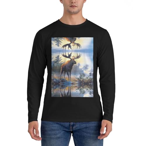 EdWal Herbst Elch Hirsch Druck Herren Mode Hemd Klassisch Langarm...