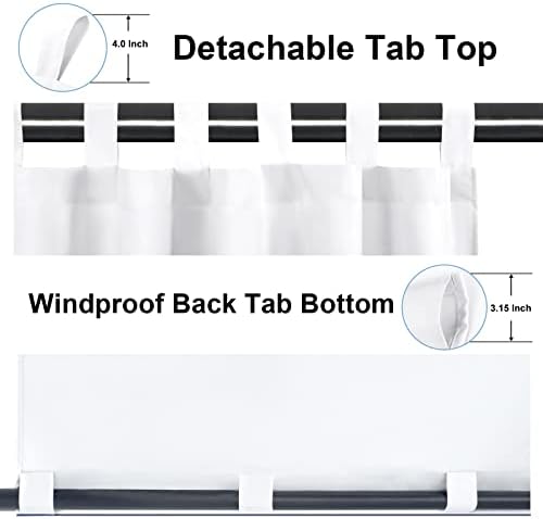 OutdoorLines Waterproof Outdoor Curtains for Patio - Windproof Tab Top Gazebo Curtain Panels - Privacy Sun Blocking Outside Curtain Set for Porch, Pergola and Cabana 54 x 84 inch, White, 2 Panels — view 2
