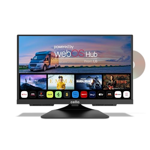 Cello Téléviseur Intelligent sans Cadre C1924WSF 12V 19 Pouces avec Lecteur DVD intégré, WebOS Play Ultra-Rapide, Haut-parleurs Pitch Perfect, Bluetooth,...