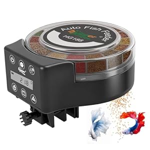 hygger Automatic Fish Feeder for Aquarium: Auto Fish Food Dispenser with LED Display & Timer, Precision Auto Aquarium Vacation Feeder for Fishes with 3 AA Batteries for Betta Turtle Goldfish