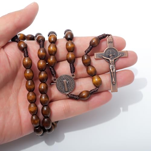 komi handmade wooden catholic rosaries rosary beads necklace from bethlehem wood christian prayer holy soil medal amp metal cross for catholic or christian gift