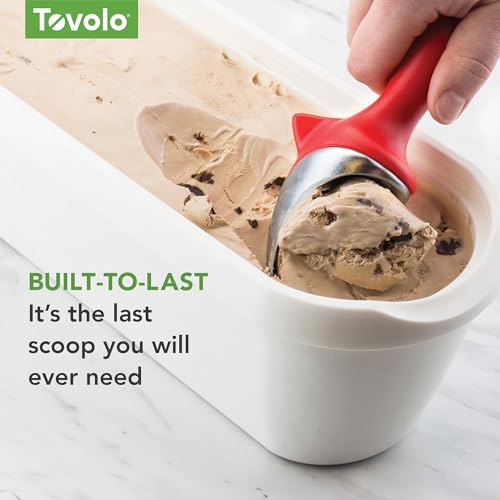 Image of Tovolo Ice Cream Scoop Candy Apple Red Dishwasher Safe Heavy Duty Ice Cream Scooper with Elevated Tilt Up Design, Heat Retaining Ice Cream Scoops with Non Slip Handle for Cookie Dough, Gelato, Sorbet