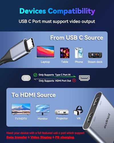 Image of USB C to Dual HDMI Adapter 4K Dual Monitors Adapter USB C Hub with 2 HDMI | Docking Station for Laptop Type C to HDMI Converter for HP Dell Surface Thinkpad