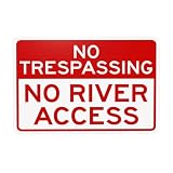No River Access Warning Sign, Private Property Security Metal Signs for Home Business Outdoor Indoor Road Yard Garage Street Wall Safety Caution Custom Decor 12 x 8 Inch