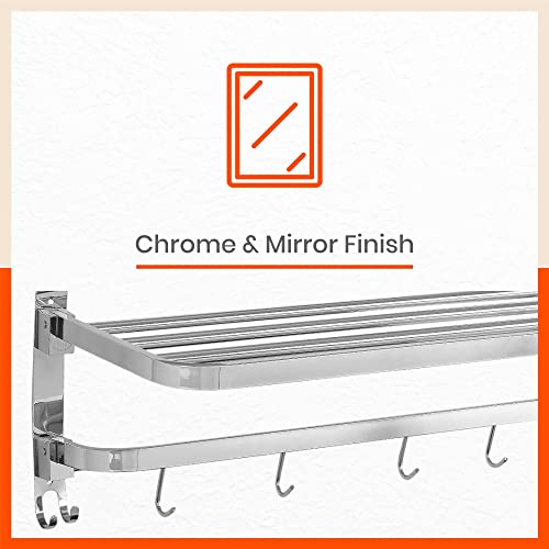 Image of Aquila by Bathla - Dorado Double Folding Stainless Steel Towel Rack /Holder /Stand for Home | Wall Mountable | Corrosion Resistant (24 inches)