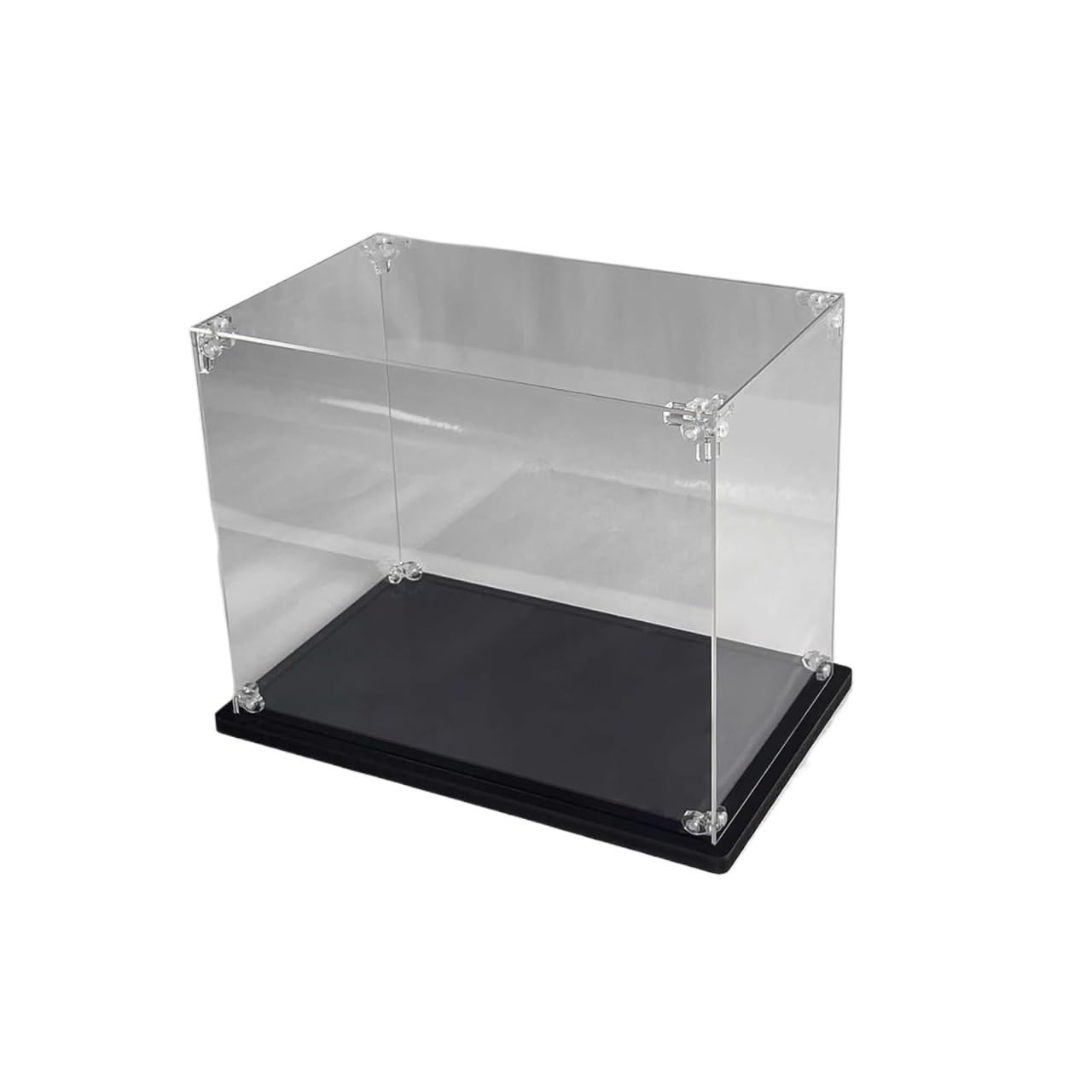 EYRMQWJPC Transparent Showcase Dust Cover, Acrylic Display Case with Black or Walnut Base Multiple Sizes(Black Base,45x45x45cm)