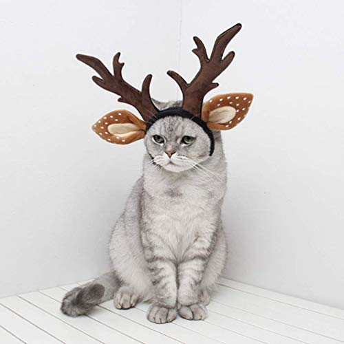 POPETPOP Dog Antlers Costume-Dog Elk Antler Reindeer Hat Cap Cat Christmas Costume Outfits Cat Headwear Small Big Dog Hat Headwear Hair Grooming Accessories-Small - Image 2