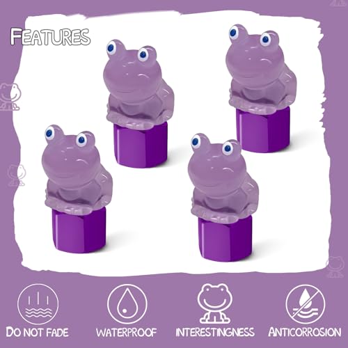 4 Pack Cute Frog Tire Valve caps, Interesting and Practical Tire Decoration, Can be Used for Cars, Motorcycles, Trucks, and Bicycles.(Purple)