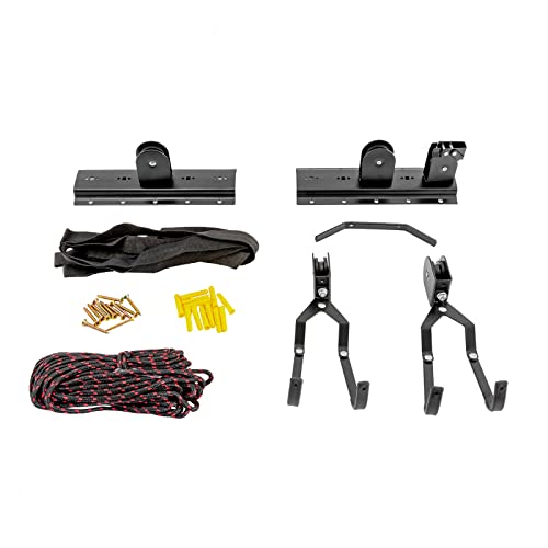 Froulaland Fietslift met katrol, Bike Lift Strong fietshouder, plafondhouder voor fietsen en e-bikes, tot 60 kg, set van 2, plafondlift, fietswandhouder, om op te hangen, plafondmontage, zwart - Afbeelding 4