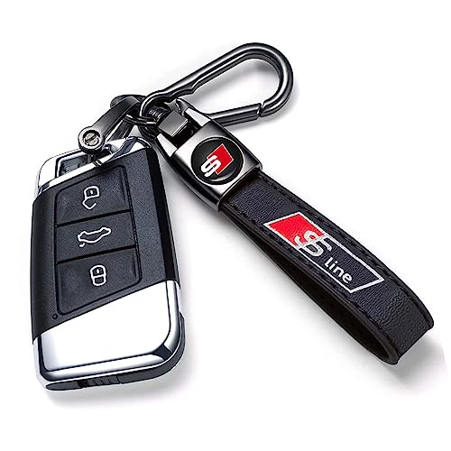 Image of YUIQIEUY Genuine Leather Car Keychain Key Chains Ring Accessories for Man and Woman Family Present Black