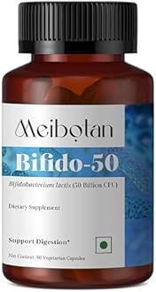 Meibotan Probiotics Bifidobacterium Lactis 50 Billion CFU For Men & Women | Increases Immunity, Microcrystalline cellulose, Control Body Weight, Digestion support - 60 Veg Capsules.
