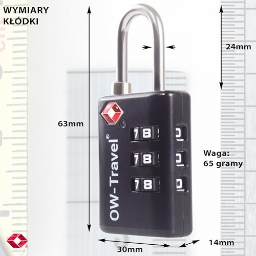 OW-Travel Zamek Bagażowy Zatwierdzony przez TSA Zamki z Sygnalizatorem Otwarcia (Zestaw 2 Czarnych) 3 Cyfrowe Kłódki Walizkowe. Kłódka na szyfr na Plecak, Walizkę, Kłódki Szyfrowe Bagażowe