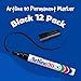 Artline 90 Permanent Markers | Durable Aluminum Barrel | Low Odor | AP Certified | Instant-Drying | Waterproof | Pack of 12 | 2.0-5.0mm Chisel Tip | Black