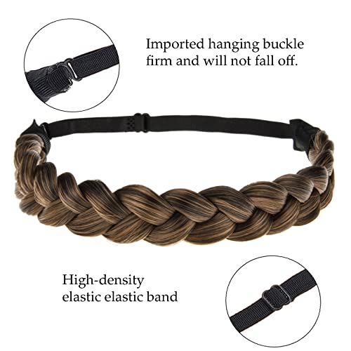 Toecwegr Braid Headband 3 Strands Synthetic Braided Hair Headbands Classic Chunky Plaited Elastic Multi-Color Ladies Beauty Hair Braid (Toue240) #TOP2