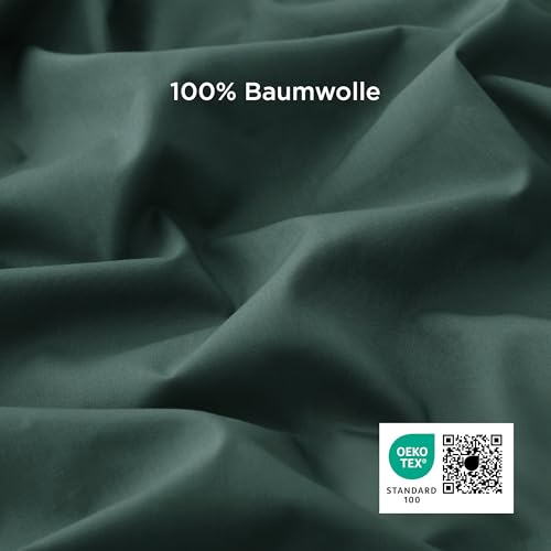 BEDSURE 4-częściowy komplet pościeli 135 x 200 cm z bawełny - ciemnozielony zestaw pościeli, poszewka na kołdrę, zestaw 2 sztuk z 2 poszewkami na poduszki 80 x 80 cm, Oeko-TEX, zielona pościel z