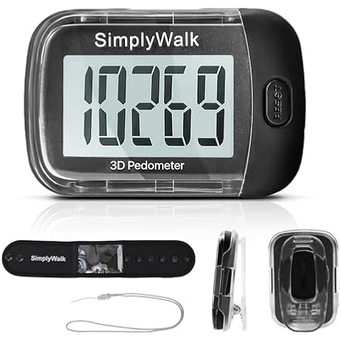 SimplyWalk Ankle Band and 3D Pedometer for Walking, Simple & Accurate Step Counter with Extra Large Display and Long Battery Life, for Women Men & Kids(Step Counter & Ankle Band) Cover
