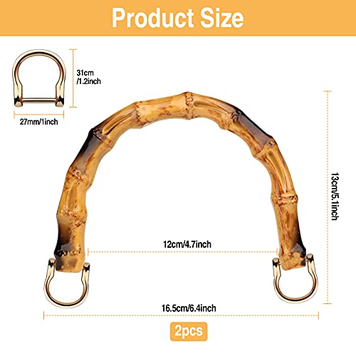2 Pezzi Manici Bamboo per Borse,Manico Borsa