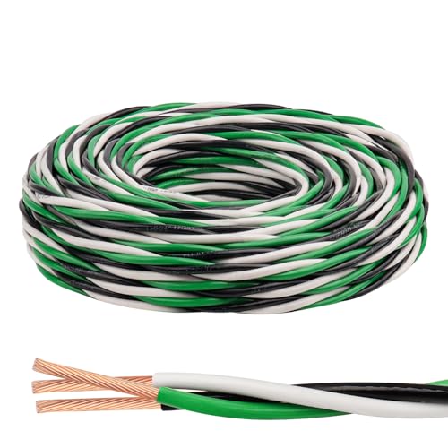 Image of THHN Wire 10 Gauge 15 FT 3 Conductors Copper Wire Black White Green, 10 AWG Copper Wire with Ground 600V Building Wire Nylon Jacket for Residential, CNC, Ground, Industrial