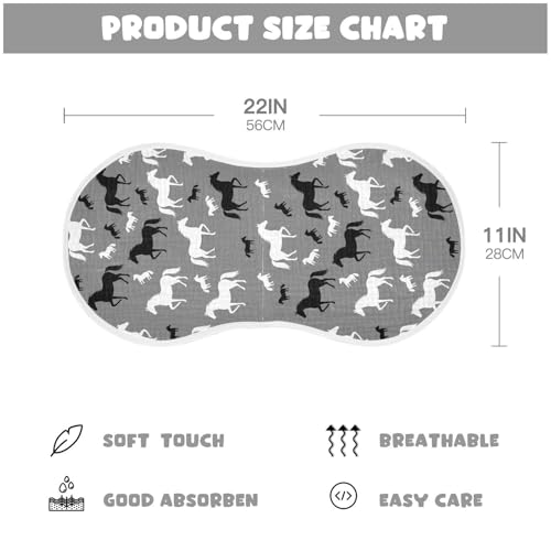 J JOYSAY Horse Dark Grey Baby Burp Cloths for Boys Girls Large 22''x11'' Cotton 4 Layer Newborn Must-Have Essential for Girl Babies one sizex42