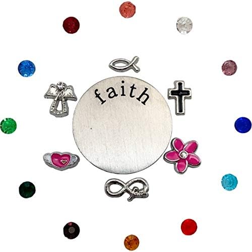 Custom One-Piece Floating Charm Stainless Steel Vessel with Sturdy Screw Top Lid and Key Ring Retractable Heavy Duty Swivel Alligator Clip ID Badge Holder (FC SA Faith)